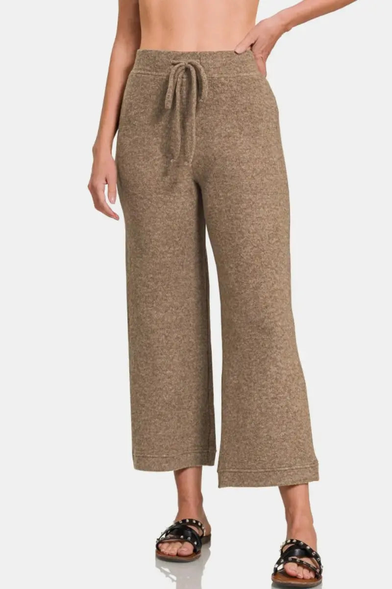 Zenana Drawstring Hacci Cropped Pants for Casual Comfort - Love Salve